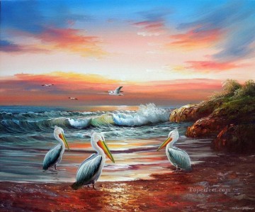 ビーチ Painting - 海景鳥鳥類
